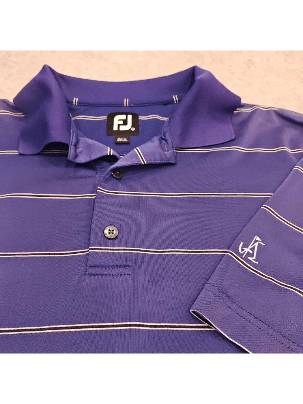 FootJoy Atlanta Country Club Polo Shirt Mens M Purple Striped Golf Performance